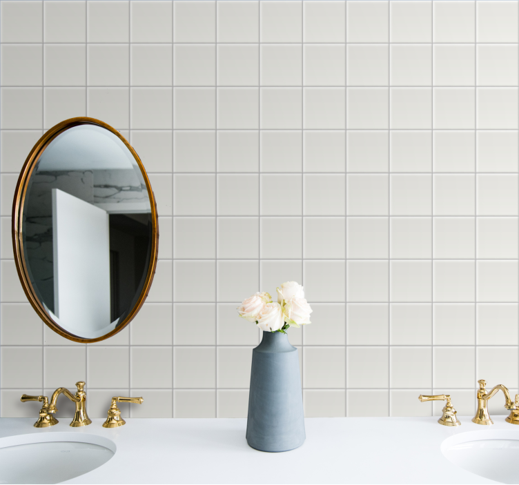 Papel tapiz azulejos motivo blanco simple - TenVinilo