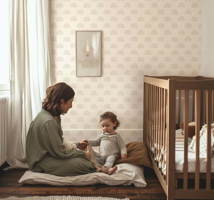 Papel tapiz bebé arcoiris minimalista - TenVinilo