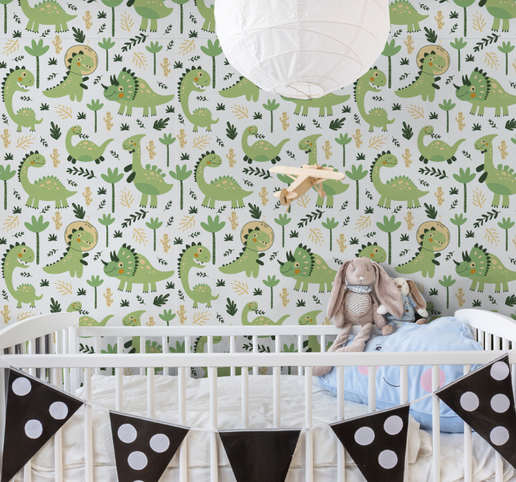 Papel tapiz dinosaurios tema de vivero de dinosaurios - TenVinilo