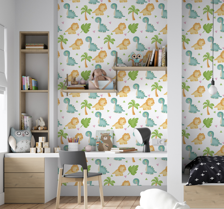 Papel tapiz dinosaurios tiempo de juego de dinosaurios - TenVinilo