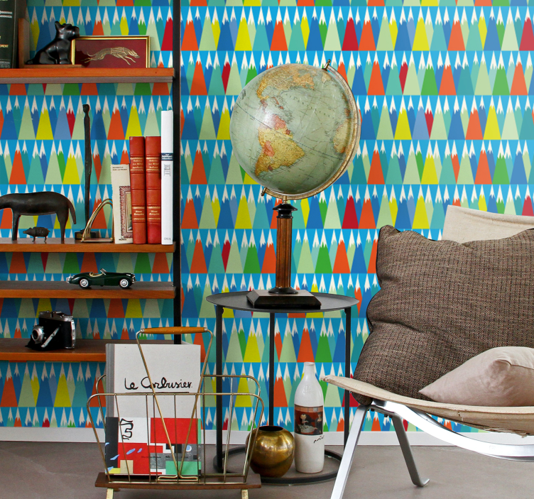 Papel tapiz geométrico paisaje de montaña geométrico - TenVinilo