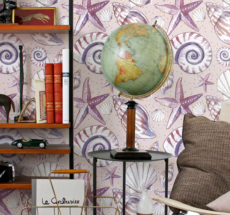 Papel pintado animal conchas y estrellas - TenVinilo