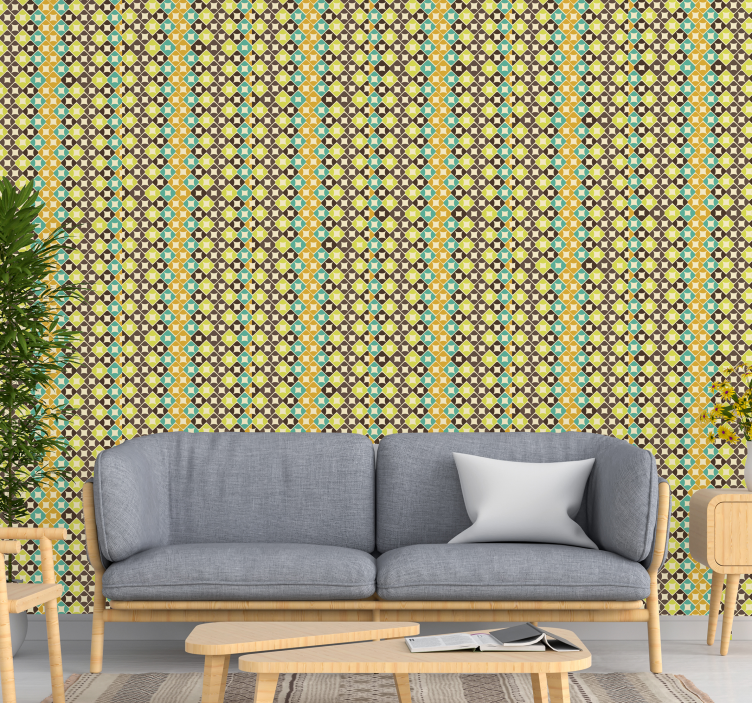 Papel pintado geométrico rombos coloridos - TenVinilo