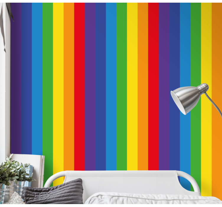 Papel pared de rayas verticales arcoíris de coloresArcoiris de co - TenVinilo