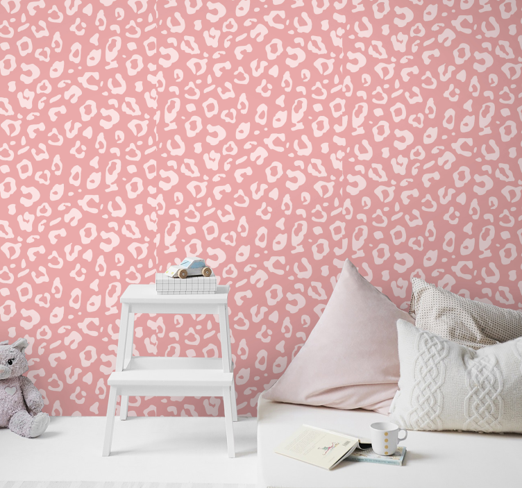 Papel pintado infantil de leopardo rosa - TenVinilo