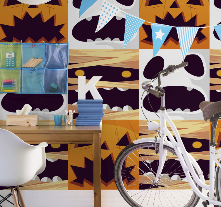 Papel pintado azulejos Halloween de fantasma - TenVinilo