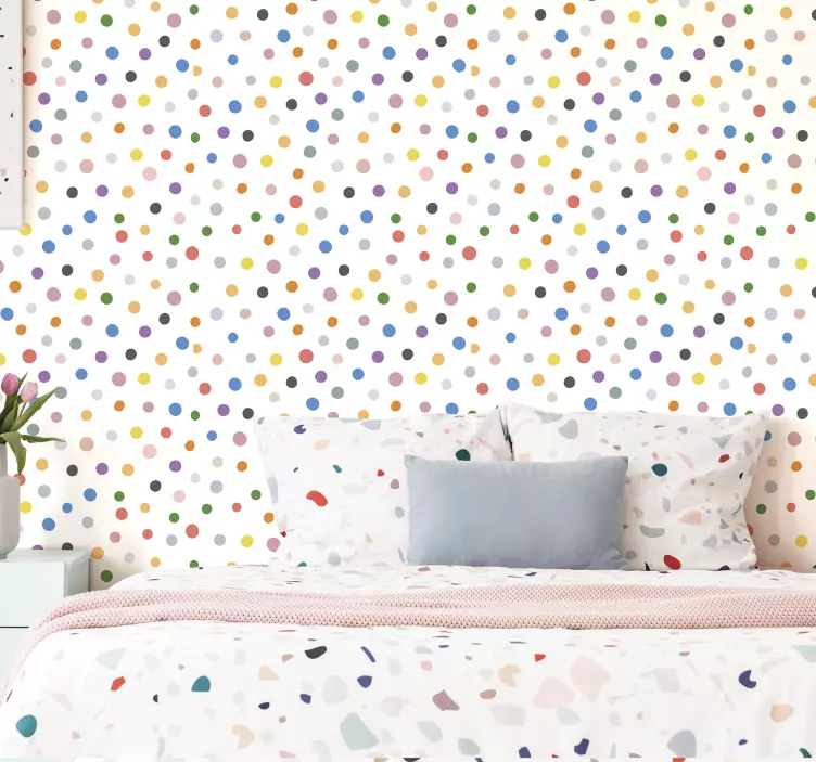 Papel pintado lunares multicolores - TenVinilo