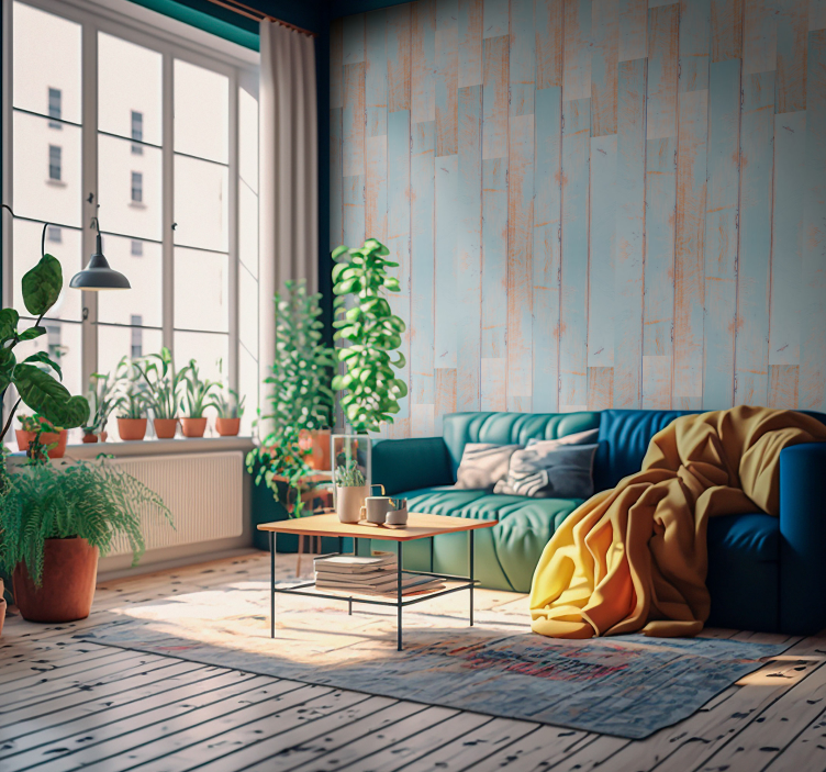 Papel pintado imitación madera natural blanca - TenVinilo