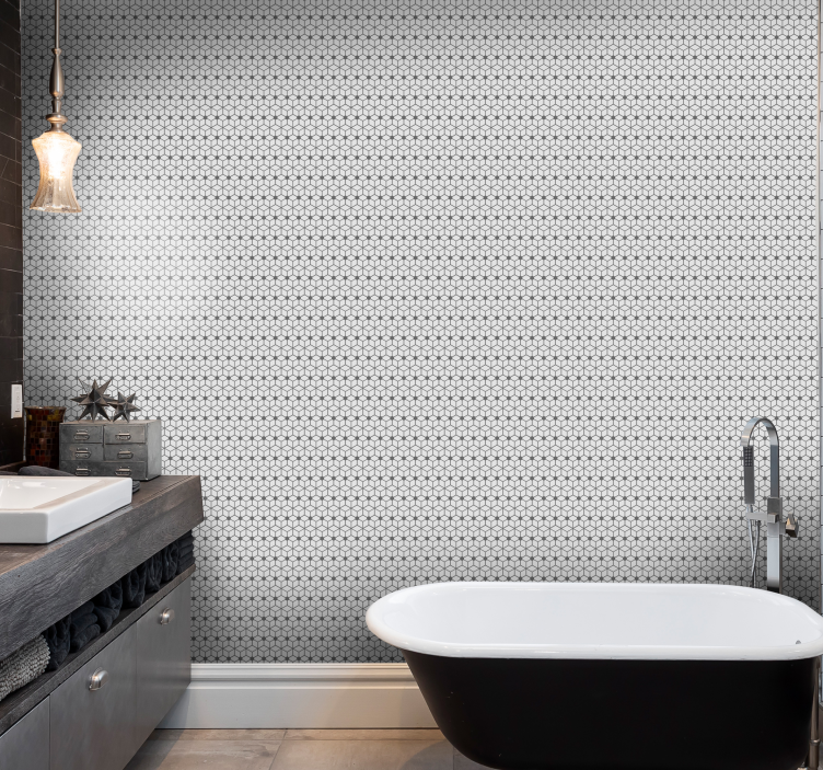 Papel pintado baño mosaico gris - TenVinilo