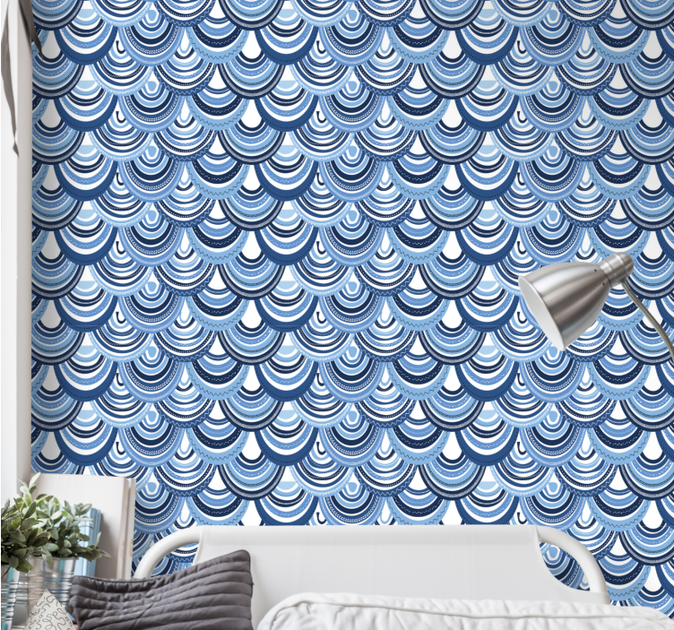 Papel pintado baño Patrón decorativo de escamas de pescado - TenVinilo