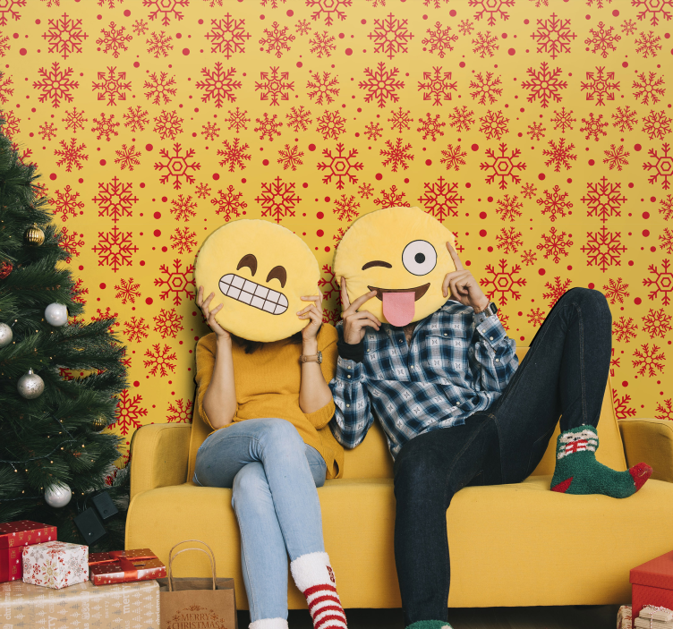 Papel pintado salón copos nieve navidad - TenVinilo