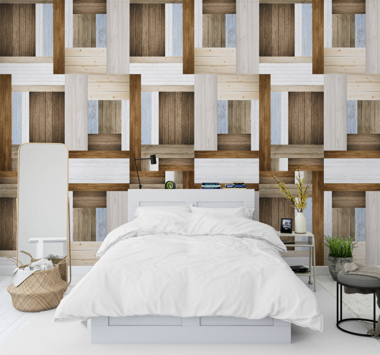 Papel pintado madera tablones modernos - TenVinilo