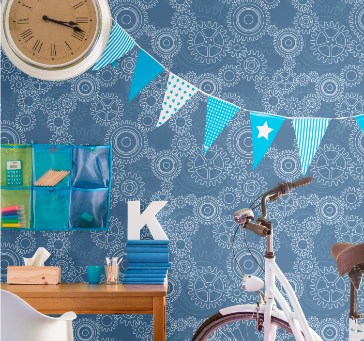 Papel tapiz 3D patrones de engranajes geométricos - TenVinilo