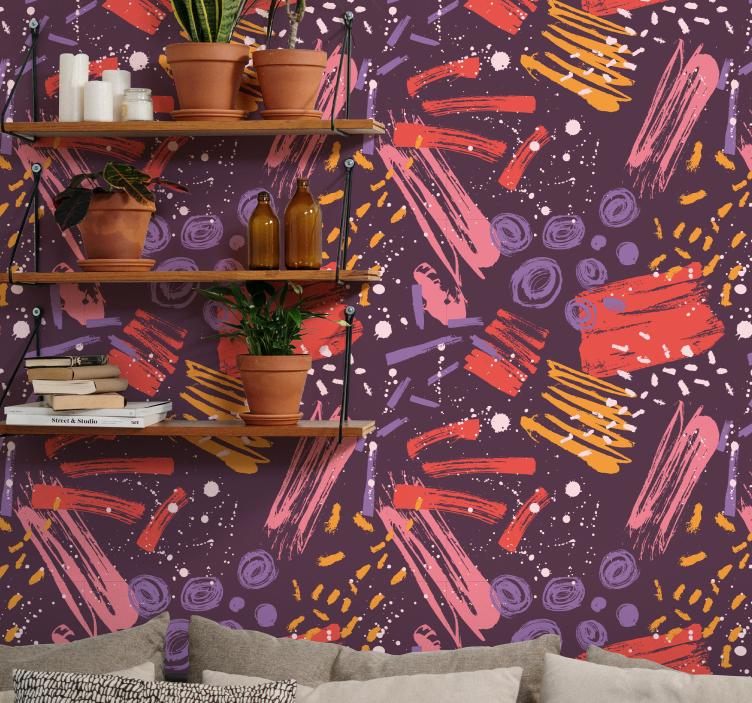 Papel tapiz abstracto pinceladas expresivas - TenVinilo