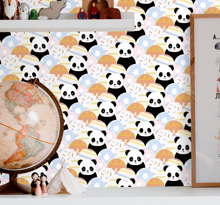 Papel tapiz animales patrón de panda - TenVinilo