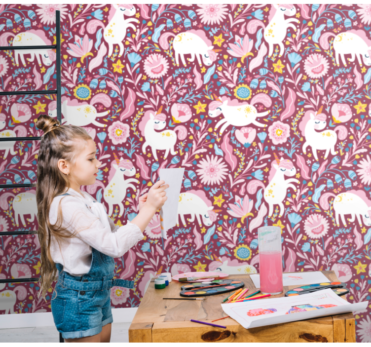 Papel tapiz animales motivo divertido de alpaca - TenVinilo