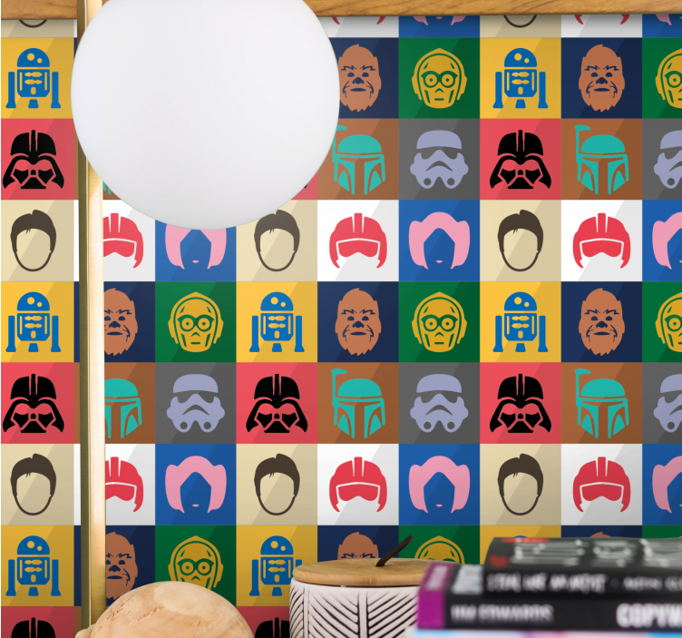 Papel tapiz arte cuadrícula de personajes icónicos - TenVinilo