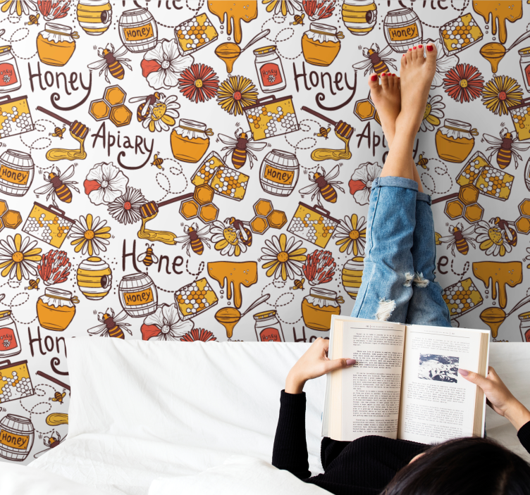 Papel tapiz arte delicia de colmena - TenVinilo