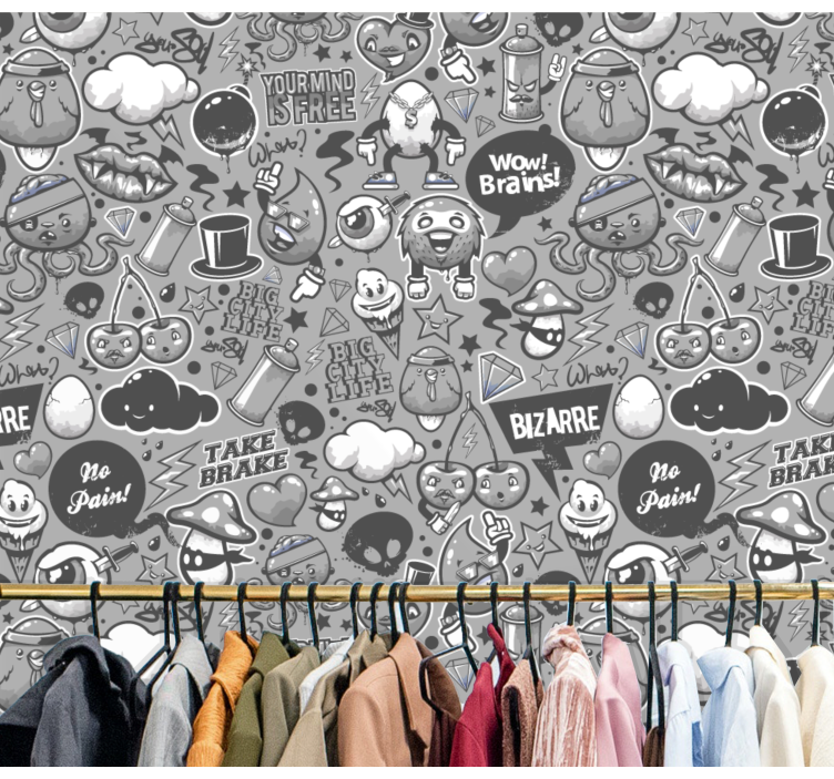 Papel tapiz arte garabatos eclécticos - TenVinilo