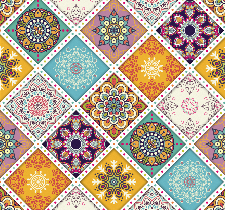 Papel tapiz arte patchwork de mandalas - TenVinilo