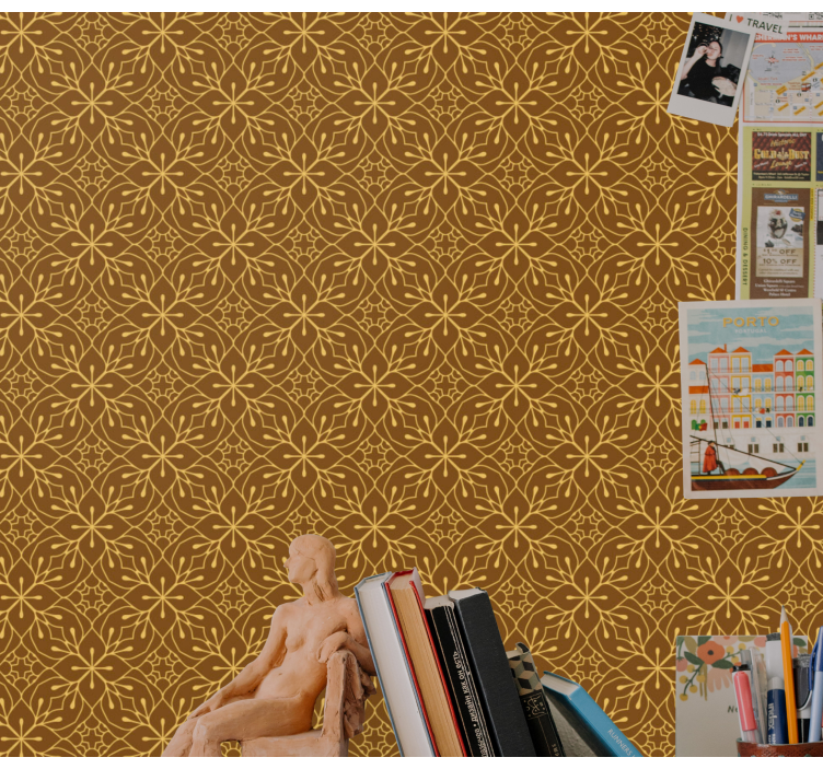 Papel tapiz azulejos flores geométricas - TenVinilo