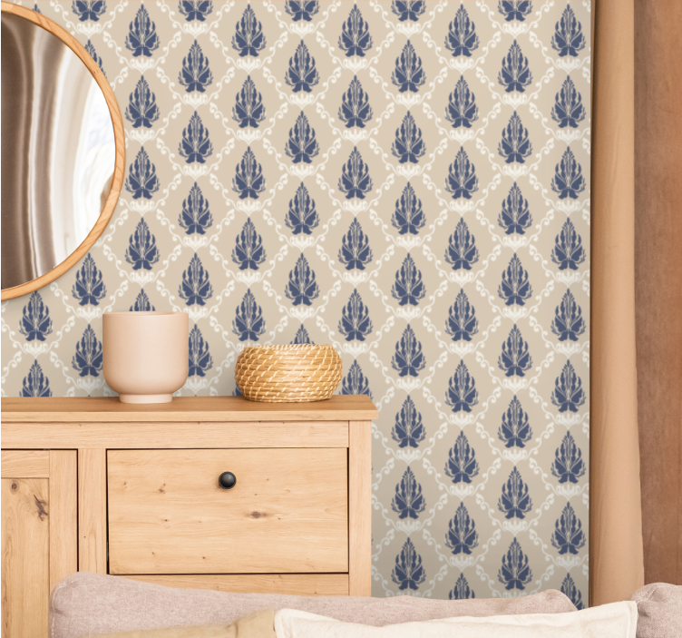 Papel tapiz barroco motivo floral frondoso - TenVinilo