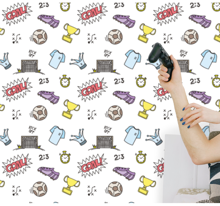 Papel tapiz bebé tema divertido del fútbol - TenVinilo