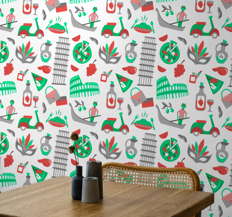 Papel tapiz ciudades aventura culinaria italiana - TenVinilo