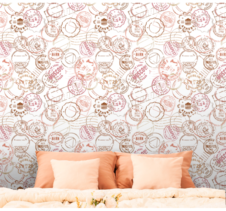 Papel tapiz ciudades motivo de pasaporte estampado - TenVinilo