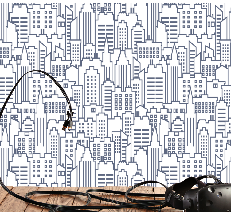 Papel tapiz ciudades siluetas del horizonte urbano - TenVinilo