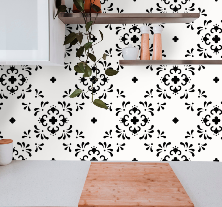 Papel tapiz floral adorno floral - TenVinilo