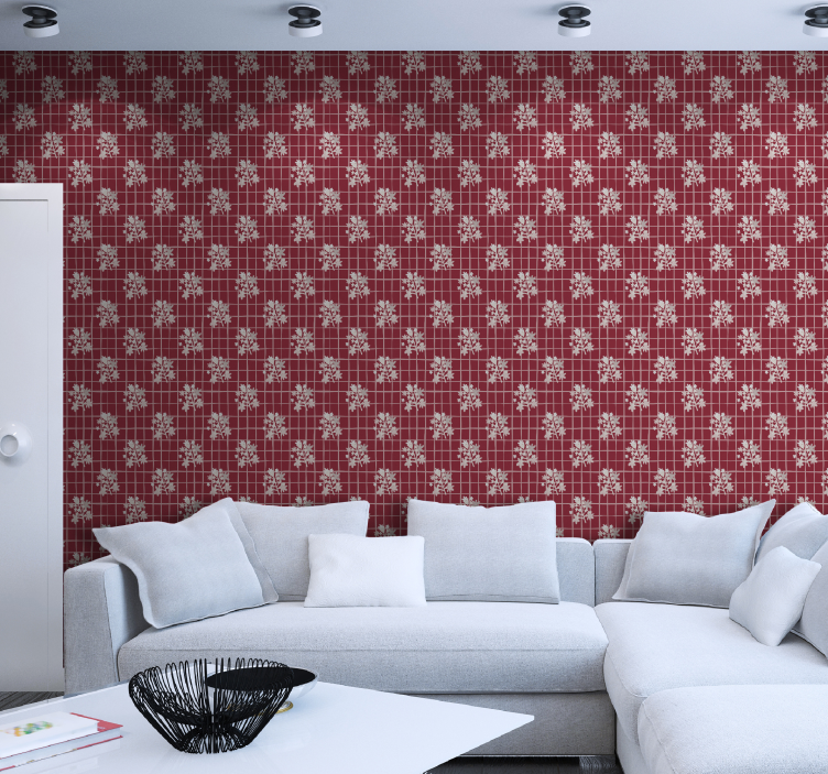 Papel tapiz floral patrón de mosaico de flores - TenVinilo