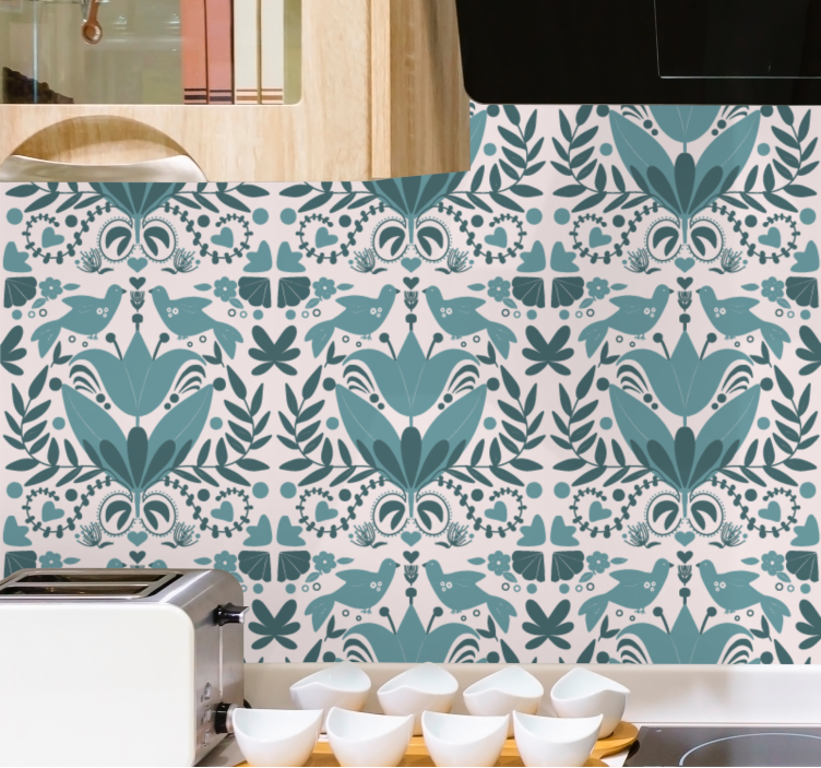 Papel tapiz floral patrones de simetría floral - TenVinilo