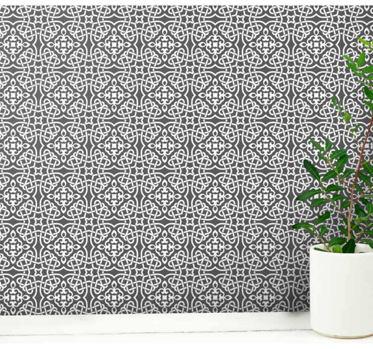 Papel tapiz floral simetría ornamental - TenVinilo