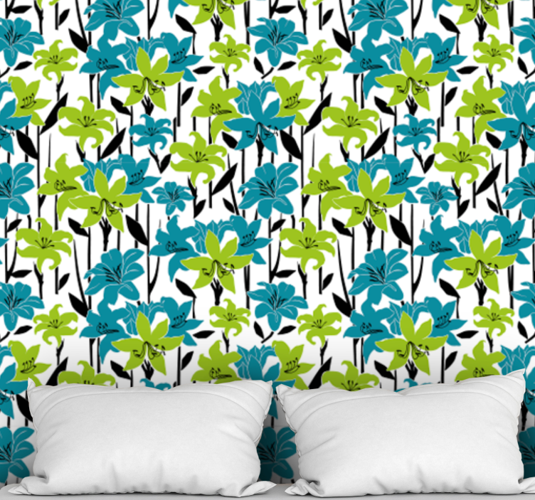 Papel tapiz flores colorida floración floral - TenVinilo