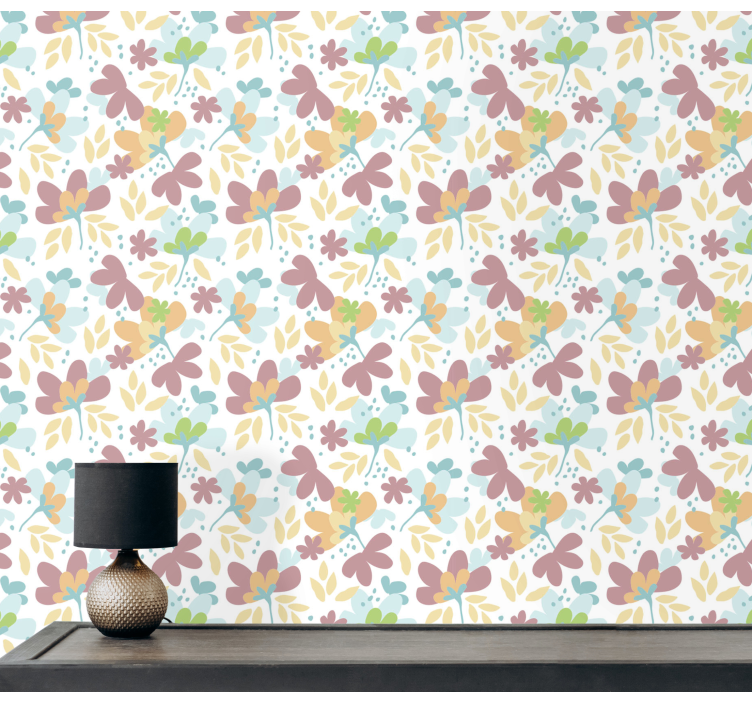 Papel tapiz flores decoración con motivos florales - TenVinilo