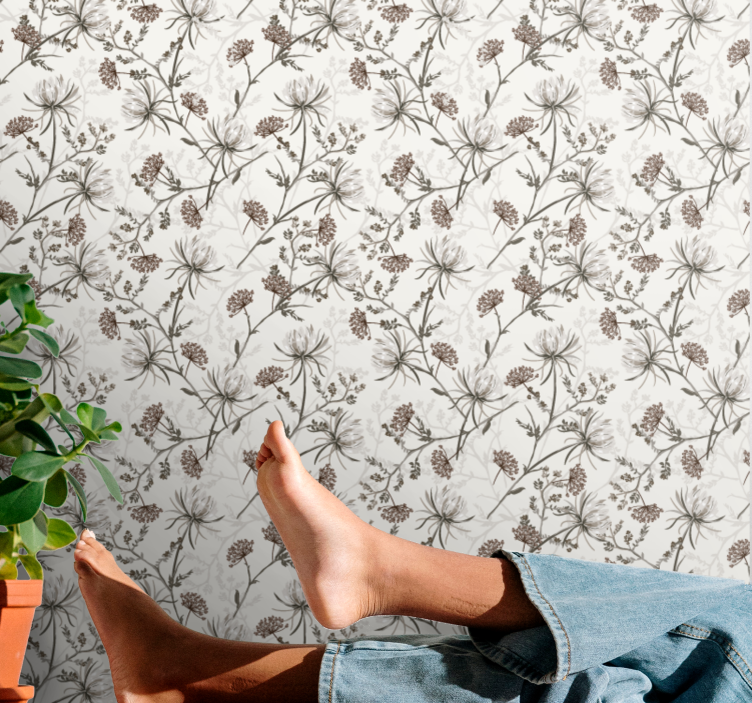 Papel tapiz flores impresiones botánicas - TenVinilo