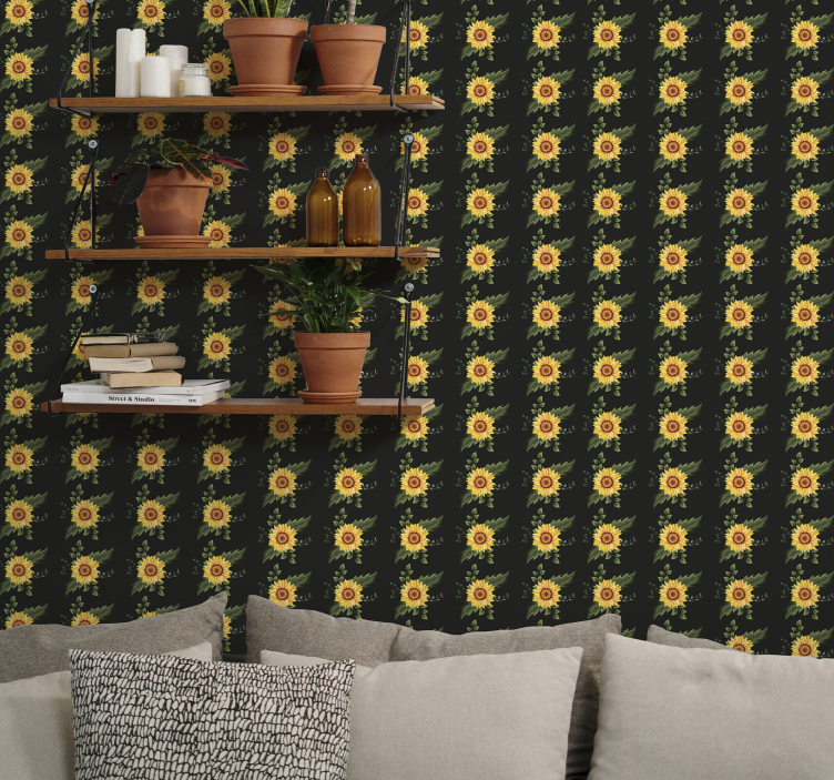 Papel tapiz flores motivo floral soleado - TenVinilo