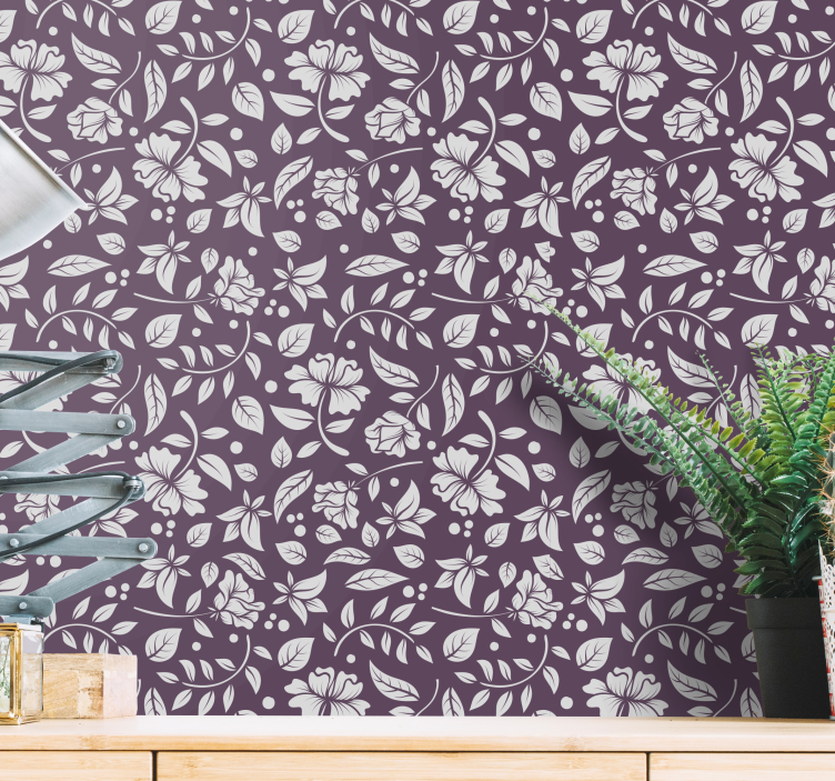 Papel tapiz flores tema de flor elegante - TenVinilo