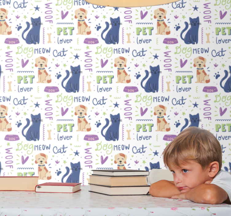 Papel tapiz animales patrón para amantes de las mascotas - TenVinilo