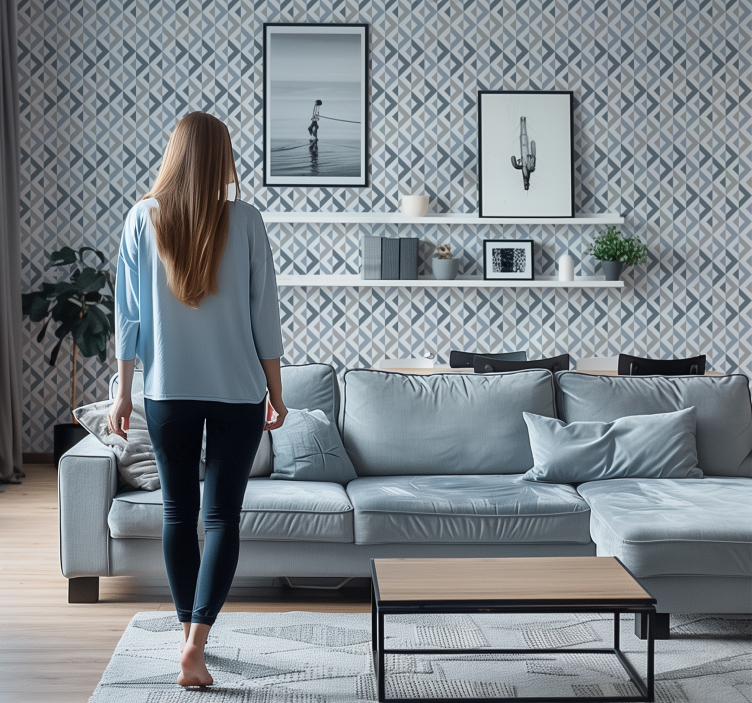 Papel tapiz geométrico efecto textil - TenVinilo