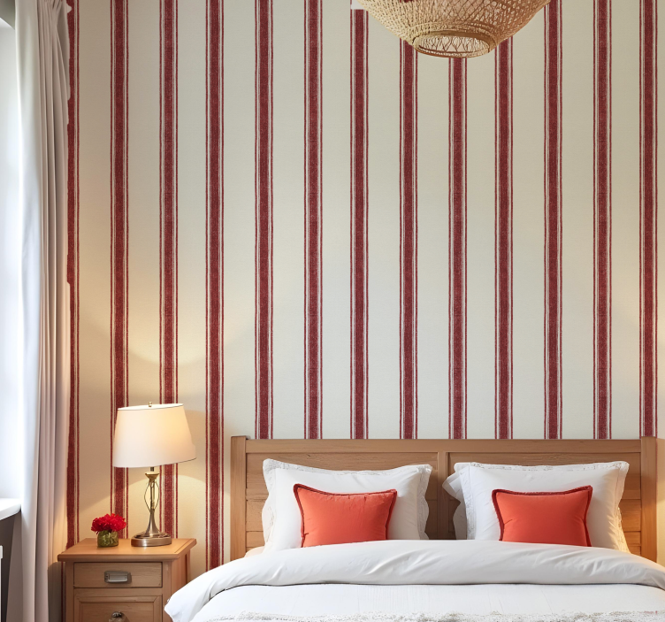 Papel tapiz geométrico líneas verticales rojas - TenVinilo