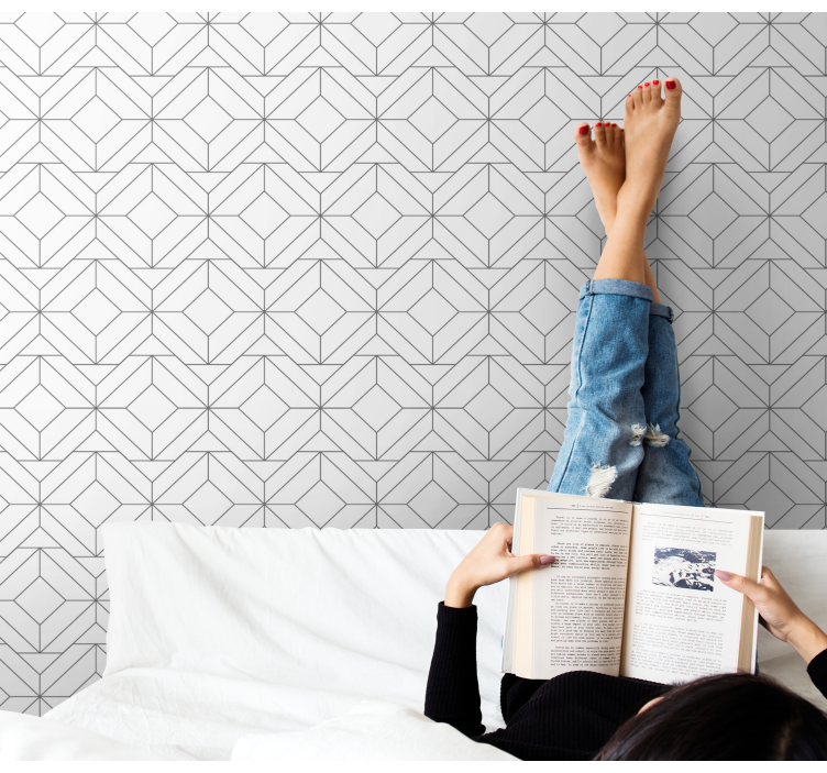 Papel tapiz geométrico patrón cúbico - TenVinilo