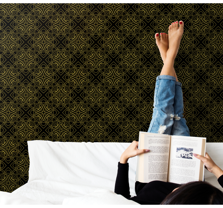 Papel tapiz ornamental patrones geométricos intrincados - TenVinilo