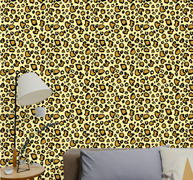Papel tapiz leopardos patrón amarillo clásico - TenVinilo