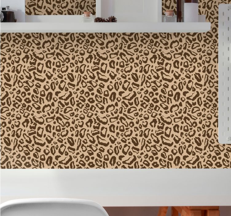 Papel tapiz leopardos patrón felino beige - TenVinilo