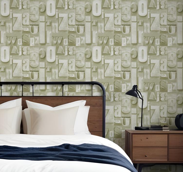 Papel tapiz letras estilo industrial 3d - TenVinilo