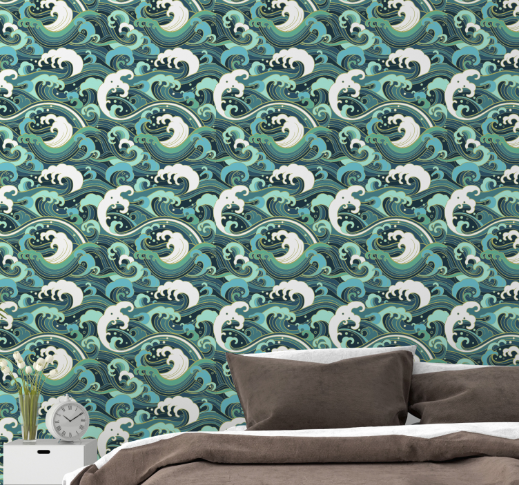Papel tapiz naturaleza elegantes olas del océano - TenVinilo