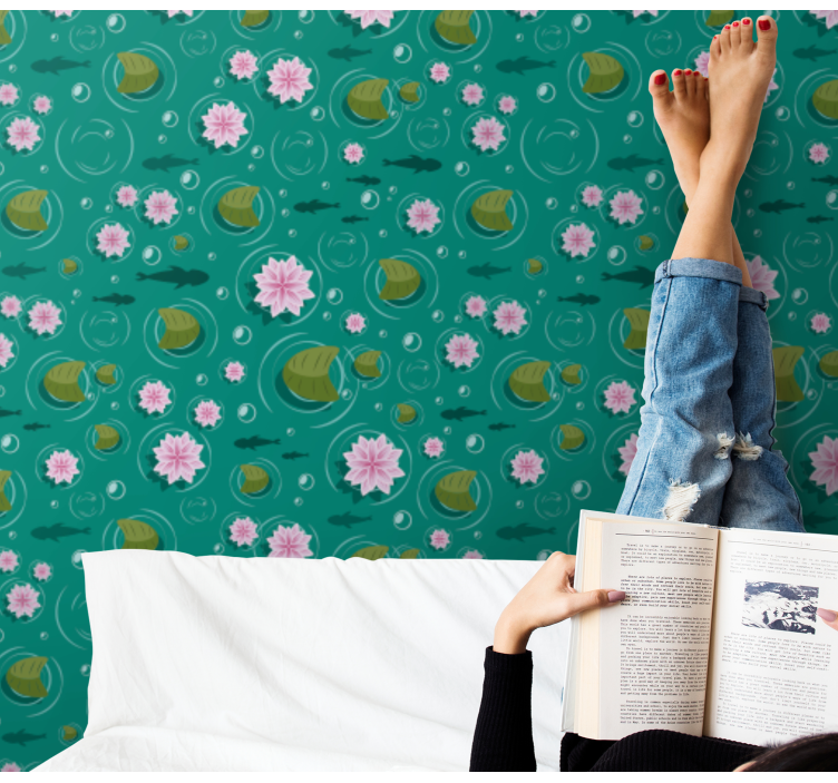 Papel tapiz naturaleza flores acuáticas - TenVinilo