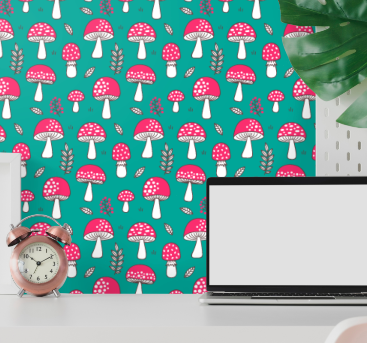 Papel tapiz naturaleza patrón de hongos del bosque - TenVinilo